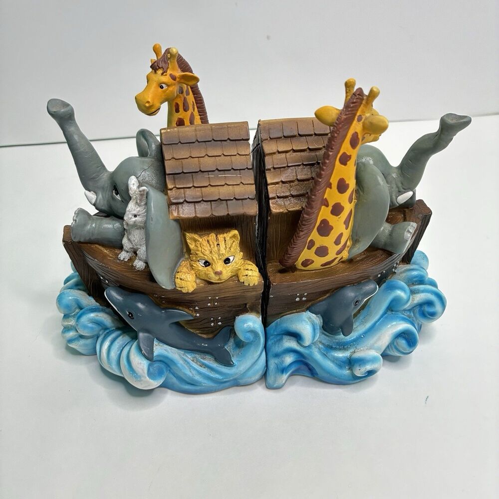 Noah's Ark Bookends Baby Room Decoration Zoo Bookends Elephant Giraffe Boat Sea
